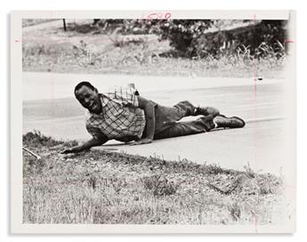 (CIVIL RIGHTS.) Pair of press photographs of the shooting of James Meredith on the March Against Fear.